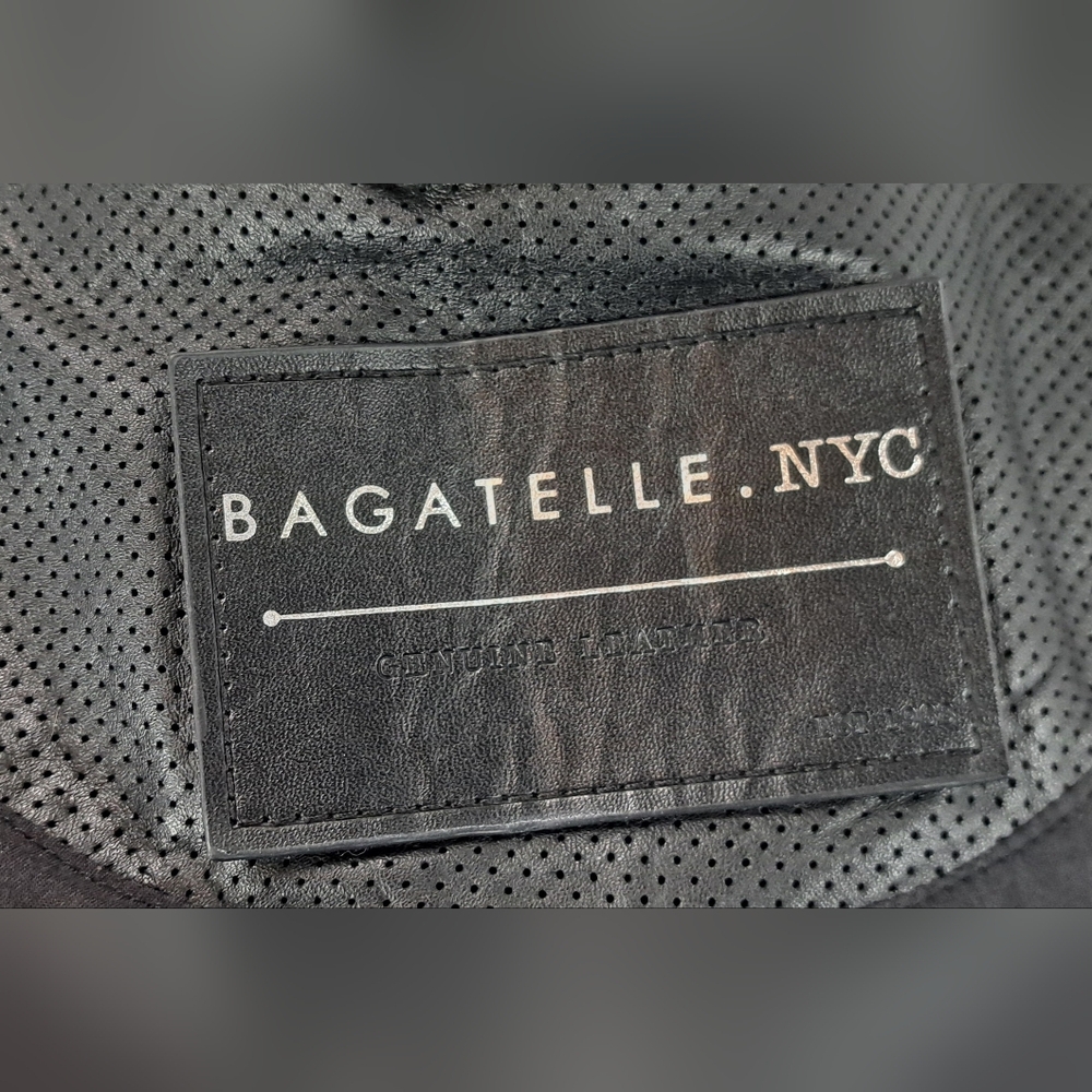 Bagatelle NYC Women's Genuine Leather Jacket Perforated Cropped Zip Cuffs Medium - Picture 4 of 16